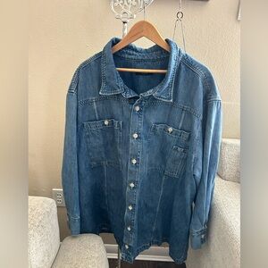 ABLE Denim Button-Up Shirt Women’s Size 2X Cotton Collared Jacket